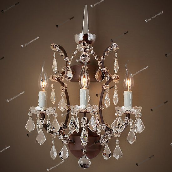 Бра BLS 30480 19th c Rococo iron and clear crystal